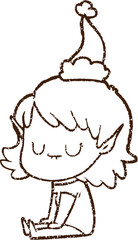 Christmas Woman Charcoal Drawing