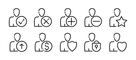 Human. Line icon, black, people set. Vector icons.