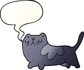 cartoon cat with speech bubble in smooth gradient style