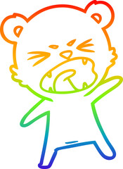 rainbow gradient line drawing of a angry cartoon polar bear