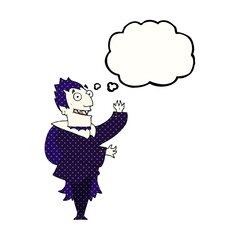 freehand drawn thought bubble cartoon vampire