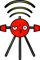 retro grunge texture cartoon of a satellite