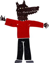 cartoon happy wolf man