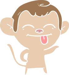 funny flat color style cartoon monkey