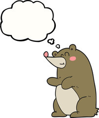 freehand drawn thought bubble cartoon bear