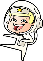 cartoon laughing astronaut