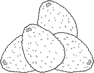 freehand drawn black and white cartoon avocados