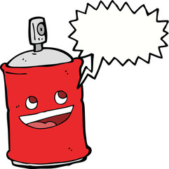 cartoon spray can with speech bubble