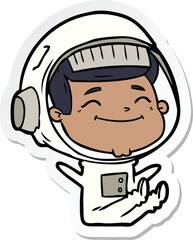 sticker of a happy cartoon astronaut