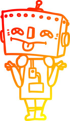 warm gradient line drawing of a cartoon robot