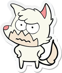 sticker of a cartoon annoyed fox
