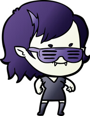 Fototapeta premium cartoon friendly vampire girl in cool shades