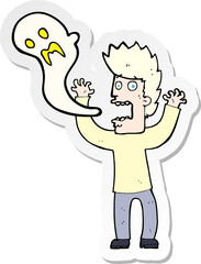 sticker of a cartoon man possessed by ghost