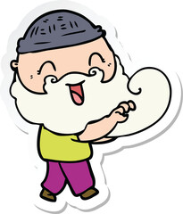 sticker of a happy bearded man grabbing