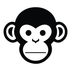 Fototapeta premium Monkey Face Flat Icon Isolated On White Background
