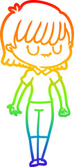 rainbow gradient line drawing of a cartoon woman