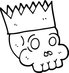 black and white cartoon skull wearing crown