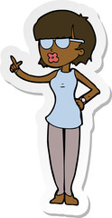 sticker of a cartoon woman wearing spectacles