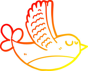 warm gradient line drawing of a cartoon bird