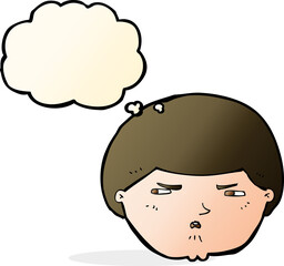 cartoon annoyed man with thought bubble