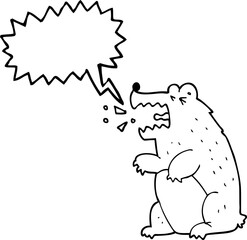 freehand drawn speech bubble cartoon bear
