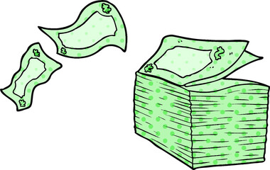 cartoon money blowing away