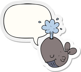 cartoon spouting whale with speech bubble sticker