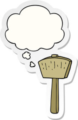 cartoon mallet with thought bubble as a printed sticker