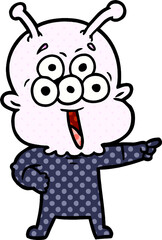 happy cartoon alien pointing