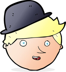 cartoon man wearing british bowler hat
