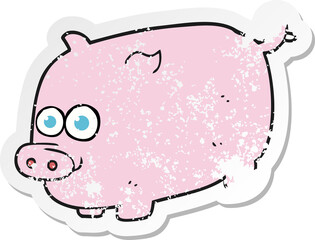 retro distressed sticker of a cartoon pig