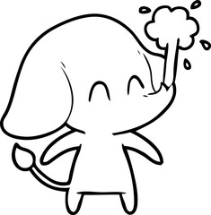 cute cartoon elephant spouting water