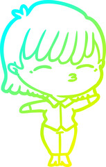 Fototapeta premium cold gradient line drawing of a cartoon woman