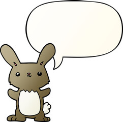 cute cartoon rabbit with speech bubble in smooth gradient style