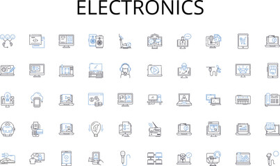 Fototapeta na wymiar Electronics line icons collection. Innovation, Investment, Collaboration, Growth, Risk, Opportunity, Resourcefulness vector and linear illustration. Nerking,Leadership,Creativity outline signs set