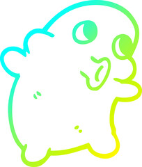 cold gradient line drawing of a cartoon weird alien