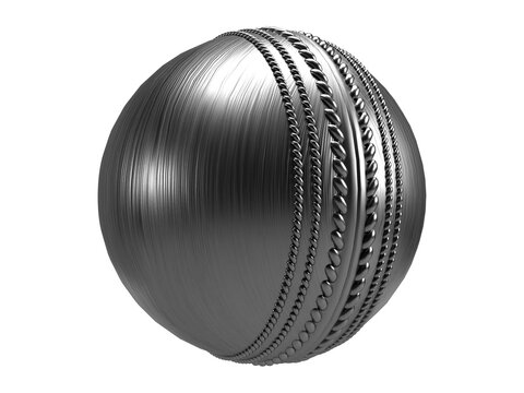 Isolated 3d Render Illustration of Kookaburra Silver Metallic Cricket Ball on White Background.