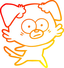 warm gradient line drawing of a nervous dog cartoon