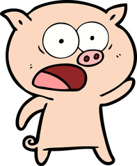 Obraz premium cartoon pig shouting