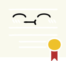 flat color retro cartoon of a graduation diploma