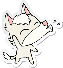 distressed sticker of a howling wolf cartoon