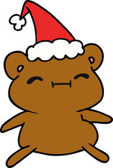 hand drawn christmas cartoon of kawaii bear