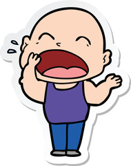 Obraz premium sticker of a cartoon shouting bald man