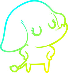 cold gradient line drawing of a cute cartoon elephant
