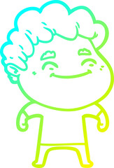 cold gradient line drawing of a cartoon friendly man