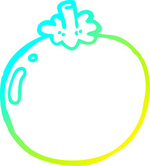 cold gradient line drawing of a cartoon tomato