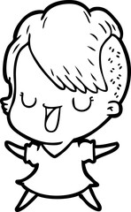 cute cartoon girl with hipster haircut