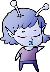 cute alien girl cartoon