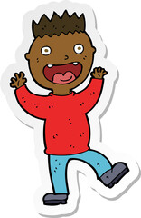 sticker of a cartoon crazy happy man