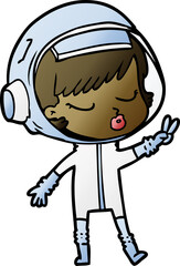 cartoon pretty astronaut girl